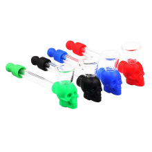 Cross-border new 100mm length silicone glass smoking pipe